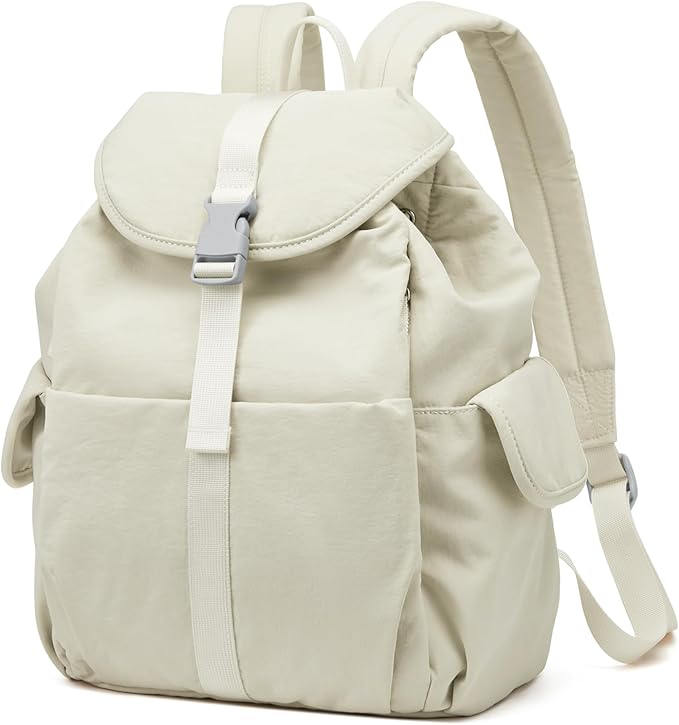 G4Free Small Backpack for Women, Nylon Casual Daypack for Work Travel Campus, Beige