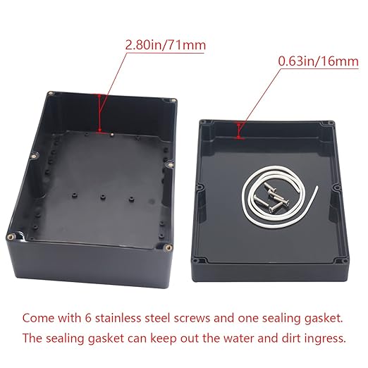 Project Box IP65 Waterproof Junction Box ABS Plastic Electrical Boxes DIY Electronic Project Case Power Enclosure 10.35x7.17x3.74 inch (263 x 182 x95 mm)