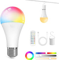 KINDEEP Rechargeable Light Bulbs with Remote, E26 Battery Operated LED Bulb: 2000mAh Dimmable Wireless Backup Light Bulb with 15 Colors & 3 Timer for Non-Hardwired Lamps Wall Sconce, 1 Pack
