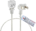 Clear Extension Cord 2FT, Short Indoor 2 Prong Extension Cord with Flat Plug, Invisible Slim Extension Cable for Christmas Lights, Lamps & Holiday Lighting (18AWG, 10A/125V)