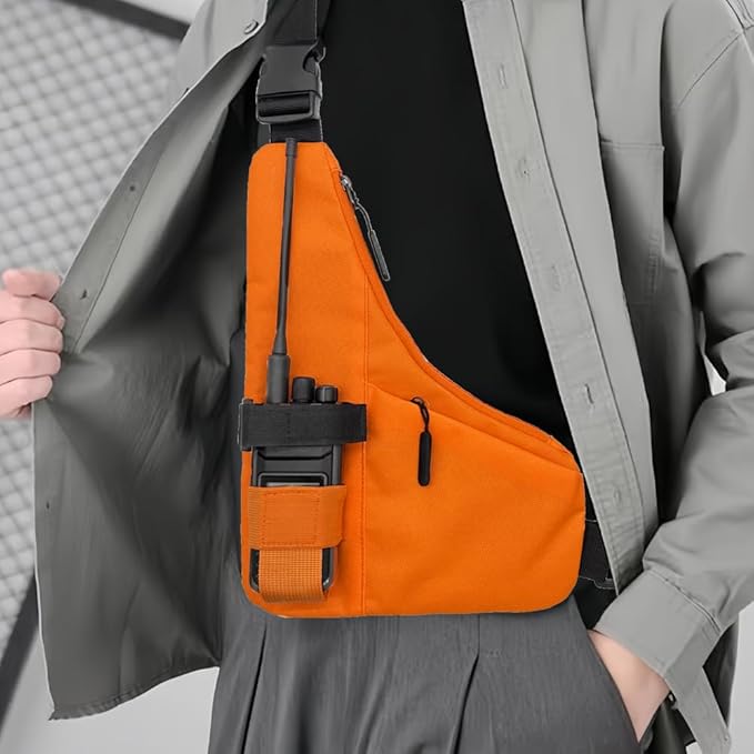 New Universal Radio L Shape Chest 2 Pockets Harness Tactical Vest Nylon Vest Walkie Talkie Chest Rig Pack Pouch Holster for Baofeng Motorola Two Way Radio Vest