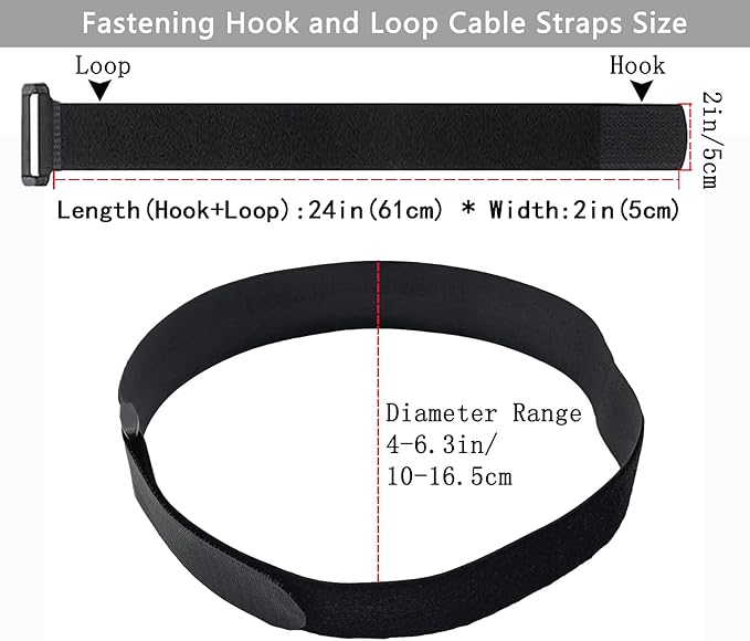 6 Pack (24 x 2 Inch) Reusable Fastening Cable Ties and Cable Straps,Adjustable Multi-Purpose Hook and Loop Straps Nylon Cable Ties Organizer Fastener Management Wire Straps