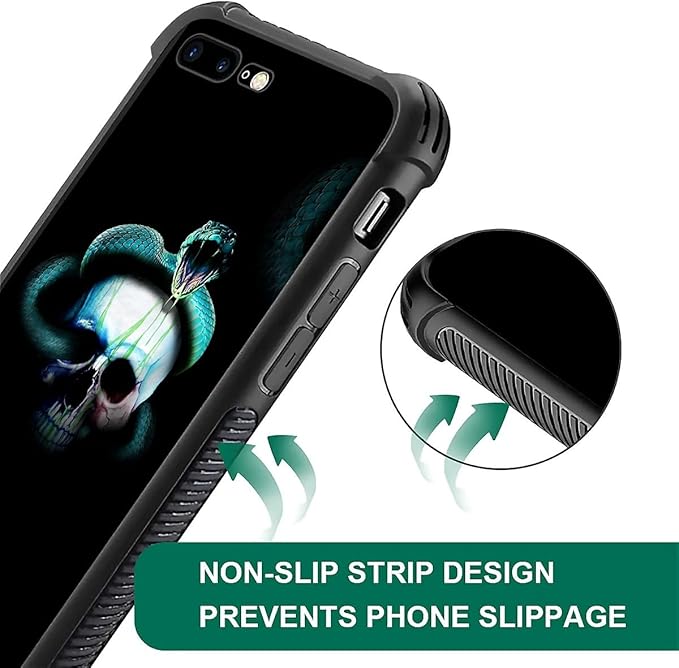 for iPhone 7 Plus/8 Plus Case, Skeleton Winding Snake Pattern Graphic Design, Soft Silicone Hard Acrylic Shock Protection