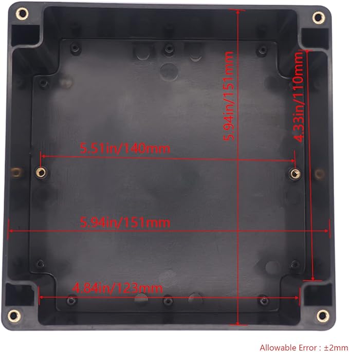 Project Box ABS Black Electrical Boxes IP65 Outdoor Waterproof Box Electronic Junction Box Power Enclosure with Cable Glands for DIY Project 6.3 x 6.3 x 3.54 inch (160x160x90mm)