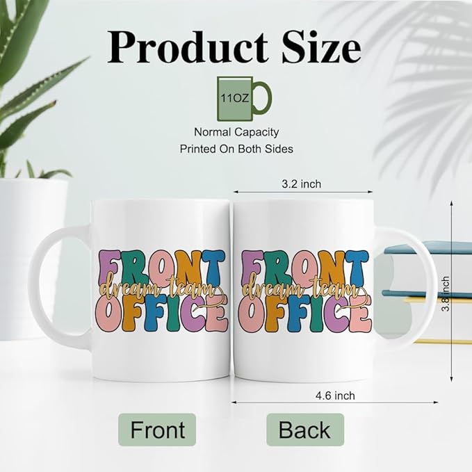 RZHV Front Office Dream Team 11 Oz Novelty Mug, Funny Offices Ceramic Mug, Thank You Gifts for Secretary Administrative Assistant Coworker Staff, Work Gifts for Front Offices Squad Crew Office Lady