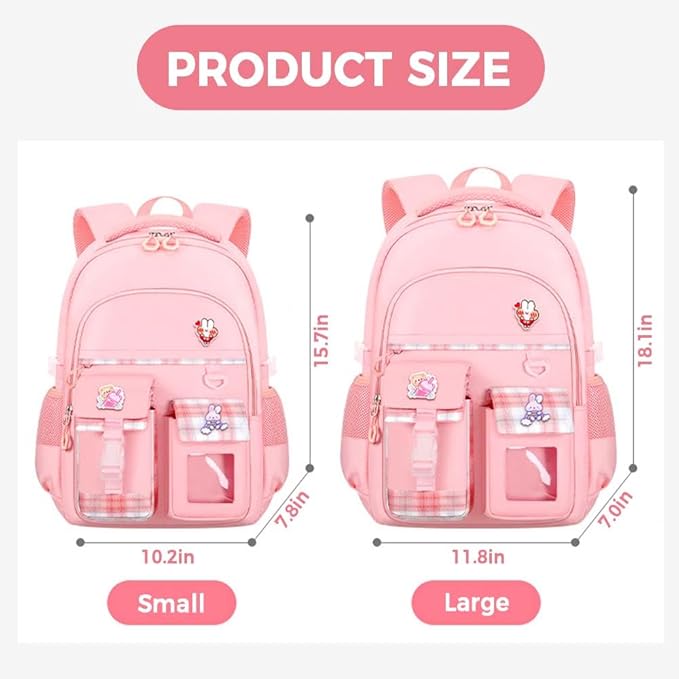 Cute Backpack for Teen Girls Kids Kawaii Bookbag Elementary Middle School Student Back Packs Aesthetic Travel Daypack Ages 6-8 8-10 10-12 (Blue,L)