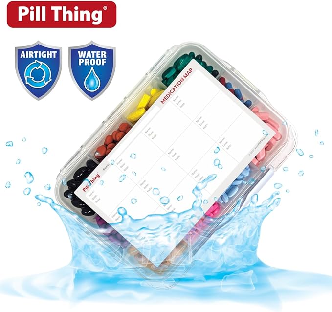 8 and12 Compartment Large Pill Cases with Airtight Seal - Silicone Gasket Waterproof Med Box with Medication Map (Combo Pack - 8 & 12 Compartment)