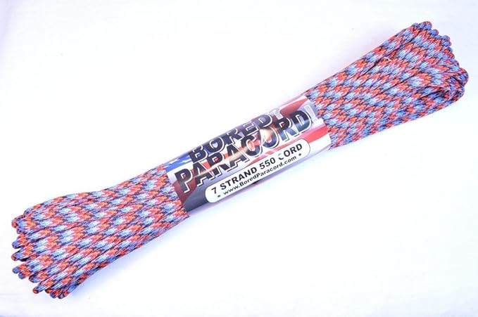 BORED? PARACORD! 550 lb Paracord – Ideal for Crafting, DIY Projects, Camping, Military & Active Outdoors – 300+ Colors – Tactical Parachute Cord Type III – Strong - Lava 2 50 Feet