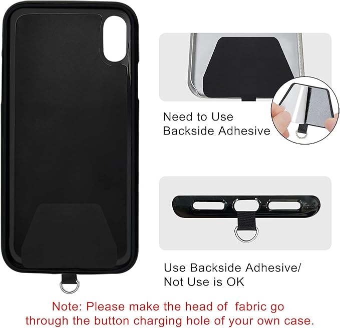 takyu Cell Phone Lanyard, 2 Pack Phone Tether with 4 Pcs Detachable Fabric Pad and Extral Carabiner Compatible with Most Smartphones in Full Coverage Case (Black Black)