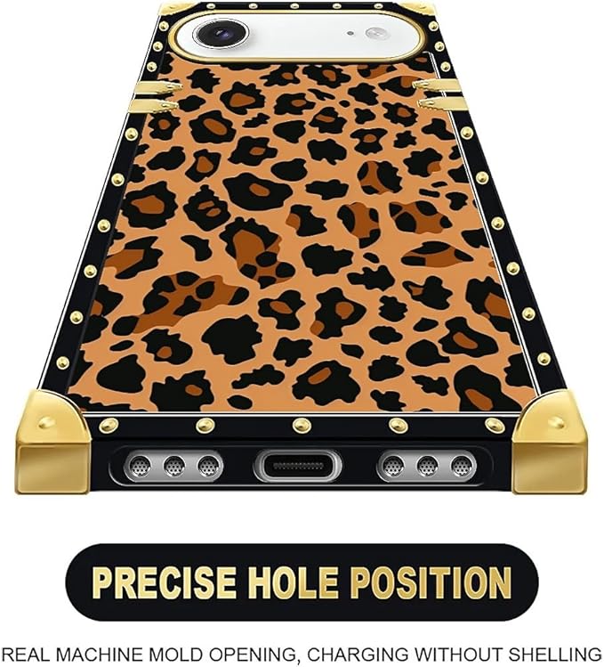 for iPhone 17 Air Case Luxury Golden Decoration for Girl Women Soft TPU Shockproof Protective Hard PC Back for iPhone 17 Air Crazy Pattern Brown Leopard Texture
