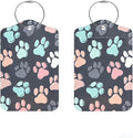 2Pcs Cute Dog Paw Luggage Tags for Suitcases, 2.83x4.53 Pet Lovers Travel ID Labels with Privacy Cover, Aesthetic Animal Print Bag Tags for Backpacks, Mothers Day Gifts for Dog Cat Moms