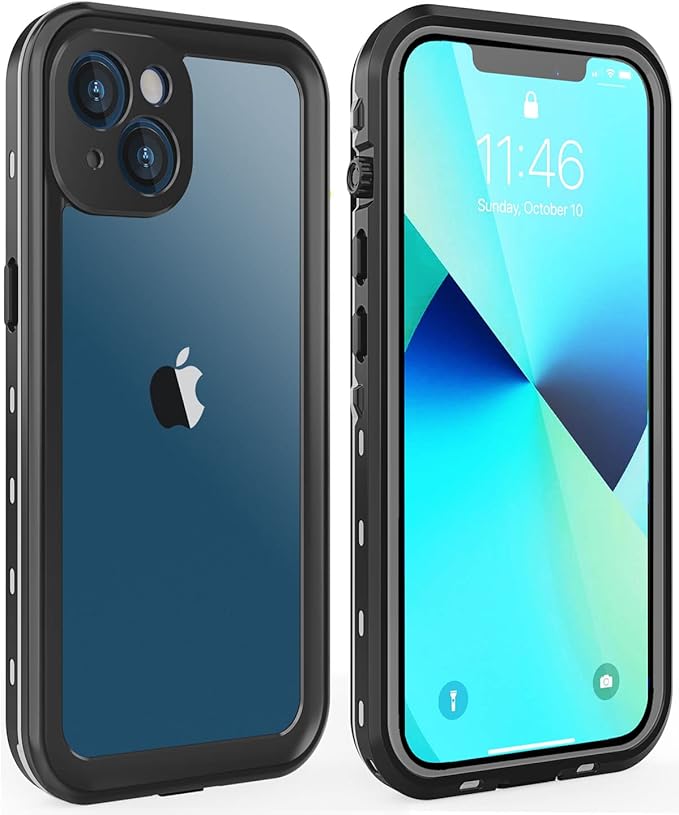 for iPhone 13 Case Waterproof Shockproof Dustproof Full-Body Sturdy with Camera Lens Protector and Built-in Screen Protector,Underwater Full Sealed Cover Protective for iPhone 13(Black)