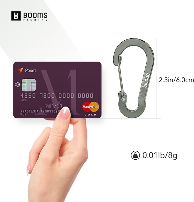 Booms Fishing CC5 Multi-Use Carabiner Clips, 10 Pack 2.3"/ 3.1" Caribeener Clips, Mini Keychain Caribeaner Clip, Aluminum D Ring Carabiners