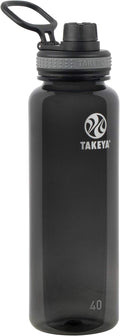 Takeya Tritan Sport Water Bottle with Spout Lid - BPA-Free & Dishwasher-Safe Water Bottle - Reusable Bottle with Lid Handle - Simple Leak-Proof Water Bottle - 40 oz, Black