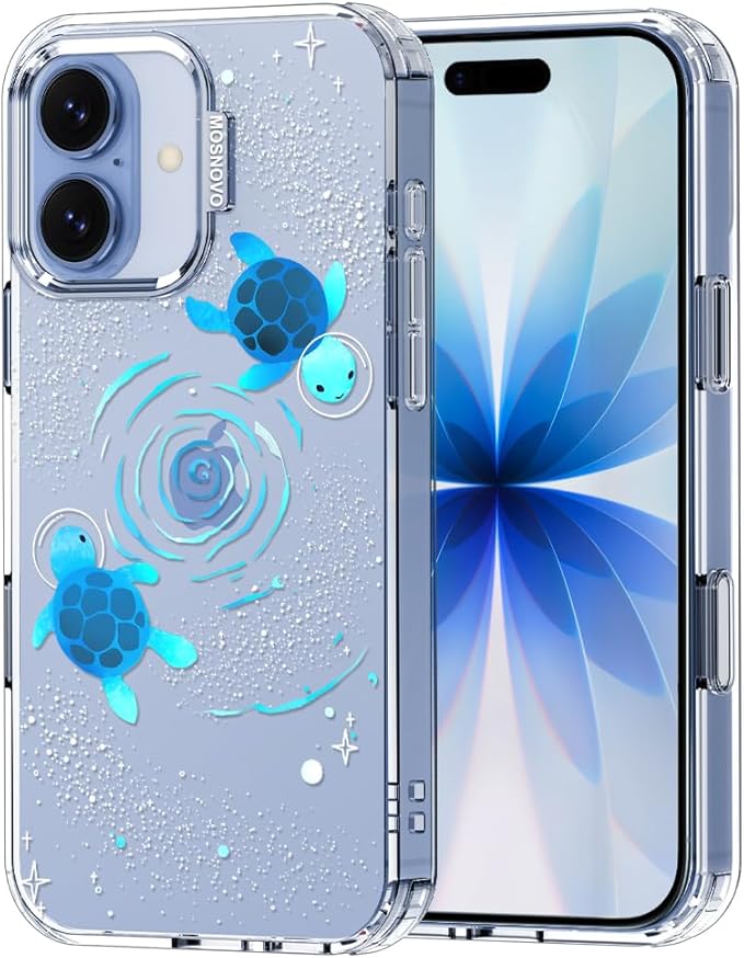 MOSNOVO for iPhone 17 Case | Military Grade 6.6ft Drop Tested | Camera Control | Clear with Space Turtle Design