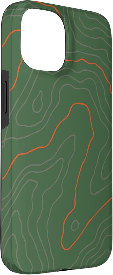 Backcountry Topo Guide Orange Lines Topographical Map Case for iPhone 15