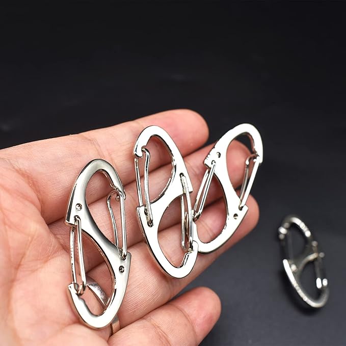 Small Carabiner Clips 1.6 inch(41mm) Metal Double Sided Spring Gate Snap Hooks Keychain Clasp Accessories