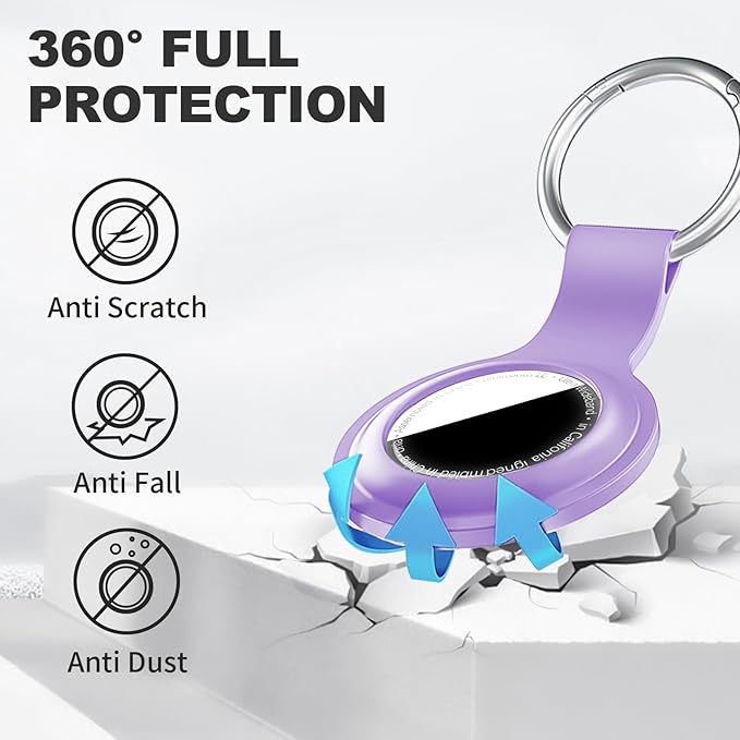 Linsaner Case for AirTag 2nd Gen (2026) & 1st Gen, Silicone Holder Keychain Key Ring, Protective Cover for Apple for Air Tags, GPS Finder Accessories for Bags, Pets, Kids, Luggage, Lilac