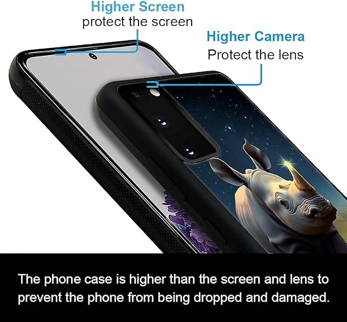 for Samsung Galaxy S20 Case, Rhino Water Marshes Pattern Graphic Design Girl Boy Soft Silicone Hard Acrylic Shock Protection for Samsung Galaxy S20