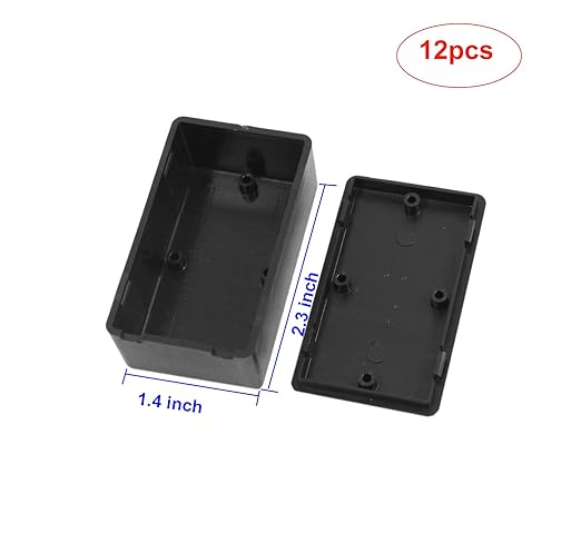 YXQ 60 x 36 x 25mm Waterproof Electric Project Case Junction Box with Cover Black Plastic, 12-Pack