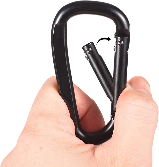 Carabiner Clip, 3" Iron Heavy Duty Carabiners 855lbs-11KN/2475lbs for Hammocks, Camping Accessories,Hiking,Keychains,Outdoors and Gym etc,D Shaped Spring Hook Small Carabiners for Dog Leash,Harness.