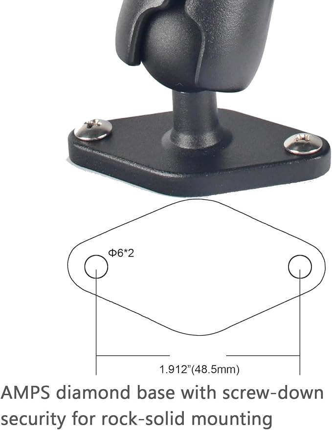 VAUBORTTI 1" Ball Phone Mount – Aluminum Alloy Arm & Base, Double Ball Joint, 360° Adjustable, Screw-Mounted Base, Fits RAM B Size System – Universal Holder for Car, Truck, Van, Desk, Wall, Dashboard