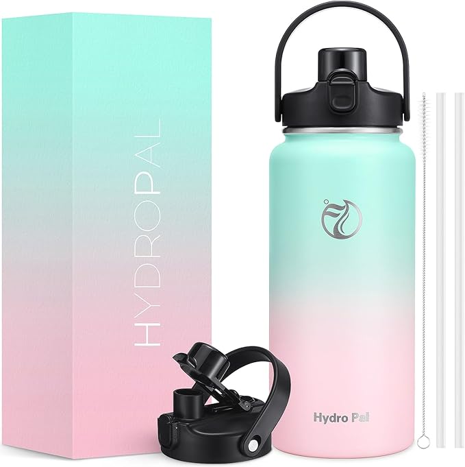 64oz Half Gallon Insulated Water Bottle with 2-in-1 Lid (Chug & Straw), Double Walled Vacuum Stainless Steel Water Bottles, Wide Mouth Leakproof Insulated Jug with Straw