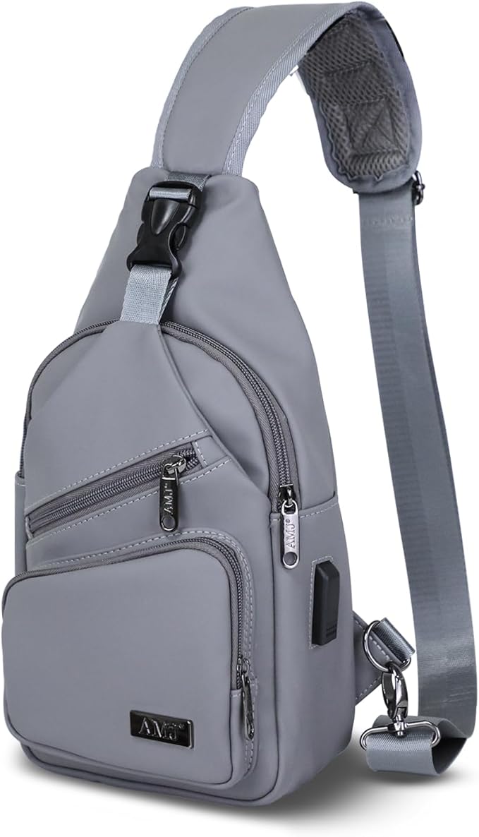 AMJ Crossbody Sling Bag Men Women, Casual Shoulder Backpack, Chest Daypack Satchel for Hiking Travel