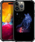 for iPhone 15 Pro Max Case, Galaxy Fox Wolf Pattern Graphic Design Girl Boy Soft Silicone Hard Acrylic Shock Protection for iPhone 15 Pro Max