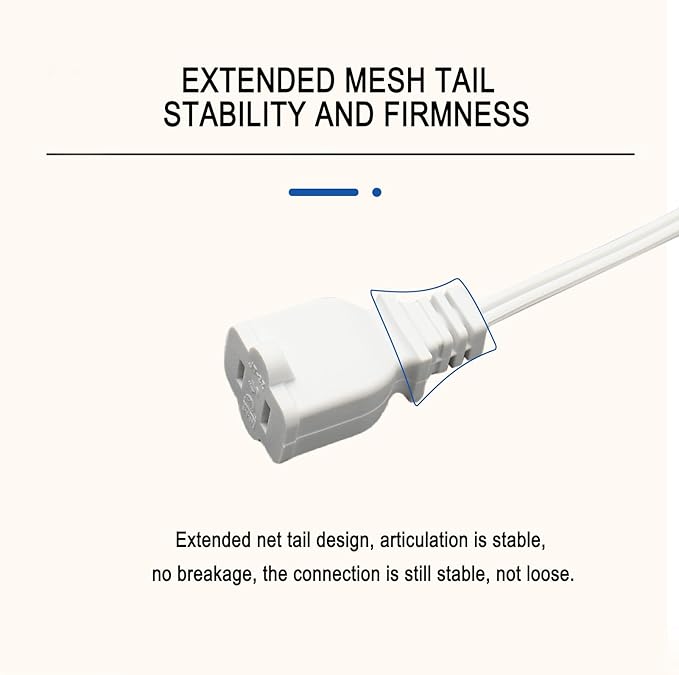 50 ft Extension Cord,2 Prong Indoor Power Cord,18AWG SPT-2 Flat Cord Design for Home, Garden, Workshop,Light Duty White 50 Foot Extension Cable