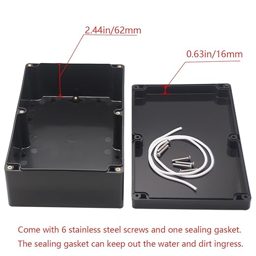 Junction Box IP65 Waterproof ABS Plastic Electrical Project Case Power Junction Boxes, Project Box with 4 PCS M16 Cable Glands 9.06x5.90x3.43 inch (230 x 150 x87 mm)