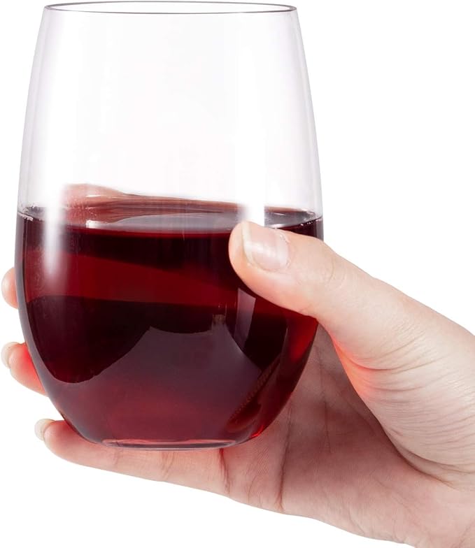hotder Wine Glasses glasses drinking set 16 OZ Tritan, Stemless Wine Glasses Set of 4, plastic wine glass Outdoor Unbreakable Dishwasher-safe, Red Wine Glasses for Home, Party