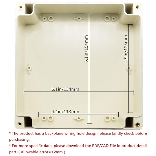 LeMotech ABS Plastic Junction Box Dustproof Waterproof IP65 Electrical Enclosure Box Universal Project Enclosure Grey with PC Transparent Clear Cover6.3 x6.3 x3.54 inch(160 x 160 x 90 mm)