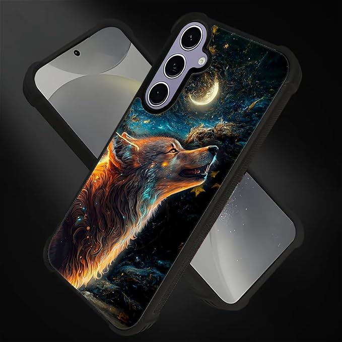 for Samsung Galaxy S24 S25 Case, Star Cave Hungry Wolf Pattern Graphic Design Girl Boy Soft Silicone Hard Acrylic Shock Protection for Samsung Galaxy S24 S25