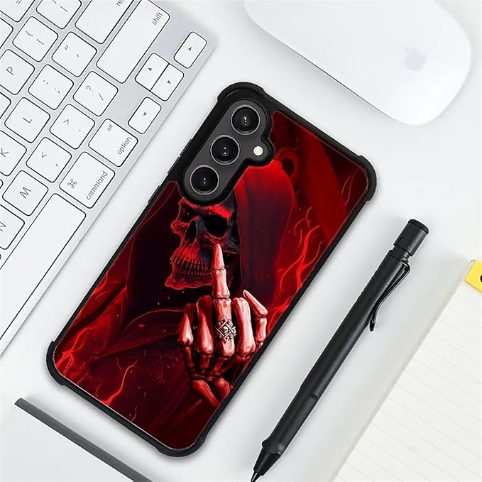 for Samsung Galaxy S23 FE Case, Gestures Funny Skull Pattern Graphic Design Girl Boy Soft Silicone Hard Acrylic Shock Protection for Samsung Galaxy S23 FE
