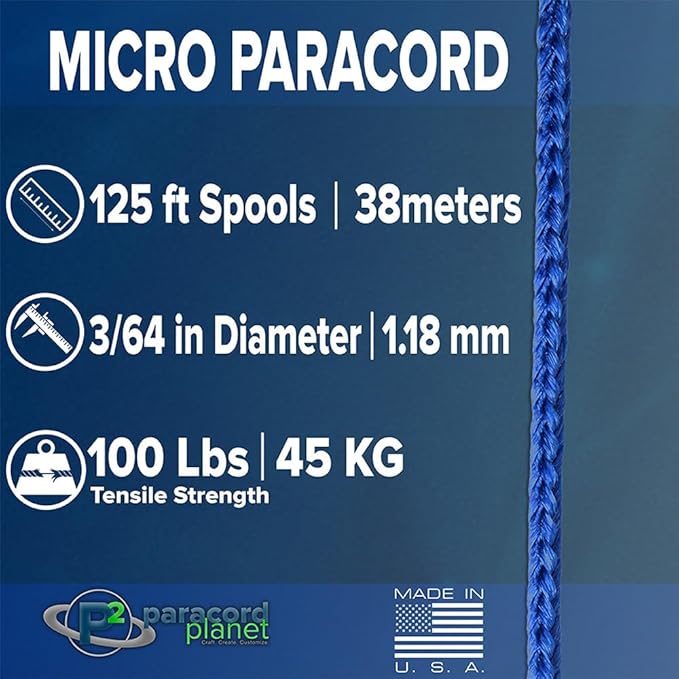 Paracord Planet Micro Paracord – Thin Braided Cord for Crafting, Fishing, and DIY Projects in 125 ft Spools – Charcoal Gray