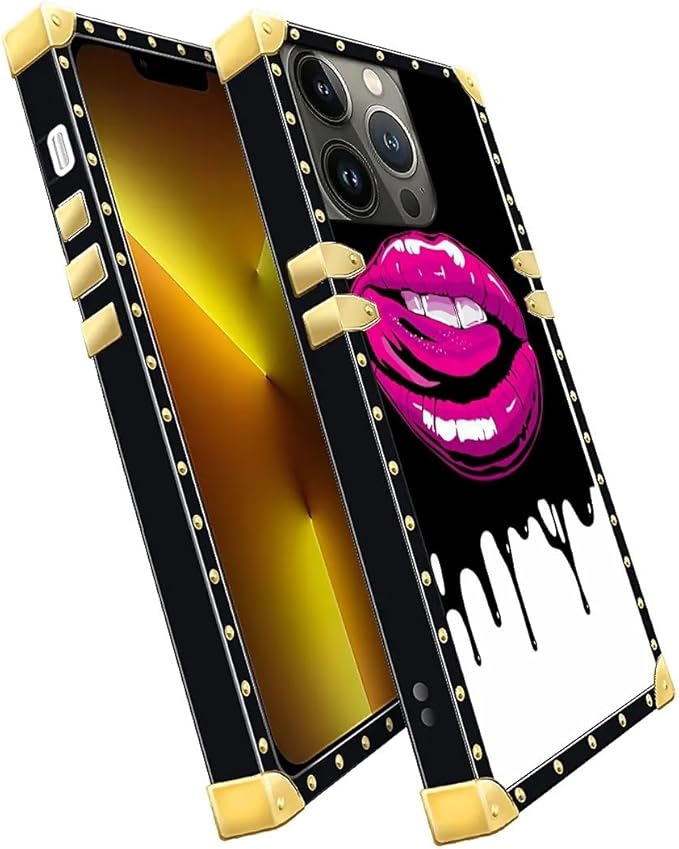 Compatible with iPhone 13 Pro Case, Black White Red Slap Sexy Luxury Golden Decoration for Girl Women Soft TPU Shockproof Protective Hard PC Back for iPhone 13 Pro