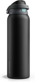 ENCOOL Leakproof Insulated Water Bottle with Straw Dual-Sip Water Bottle Bag-Safe Design for Work, Commute & Gym – Keeps Drinks Cold All Day, 40 oz, Charcoal Gray