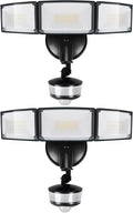 LUTEC 2 Pack 74W 8000 Lumen Motion Sensor Outdoor Lights, 5000K Daylight, IP65 Waterproof Flood Lights Outdoor with Night Light, Dusk to Dawn Motion Detector LED Security Light for Garage, Yard-Black