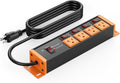 CCCEI Heavy Duty Surge Protector Power Strip 20 Amp Individual Switches. 15FT 12 Gauge Extension Cord with Multiple Outlets. Kitchen, Garage, Shop, Industrial Wall Mount Electric Extender, Orange.