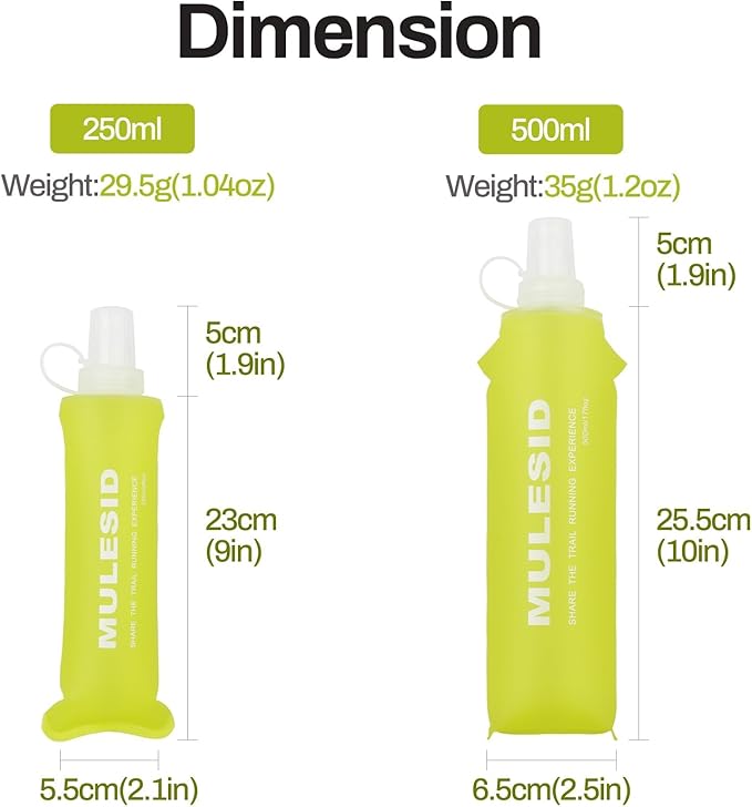 Soft Flask Running Bottles Collapsible Water Bottle Foldable for Traveling Running Vest Collapse Hydration TPU 250ml 500ml for Runner (250ml-1pcs)