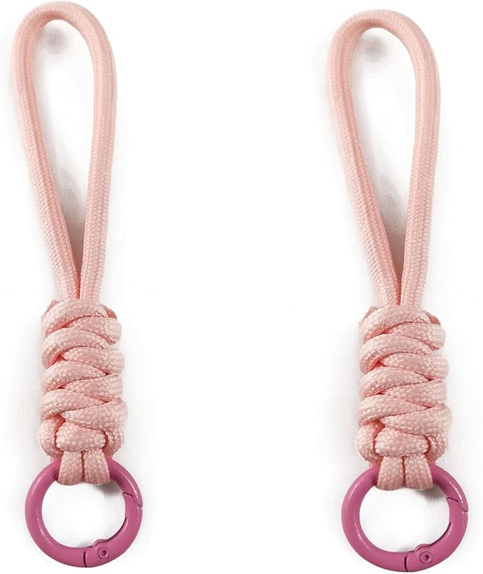 Colorful Braided Paracord Keychain, 12cm Length, Multi-Color Pack with Ring, Decorative Woven Rope Strap