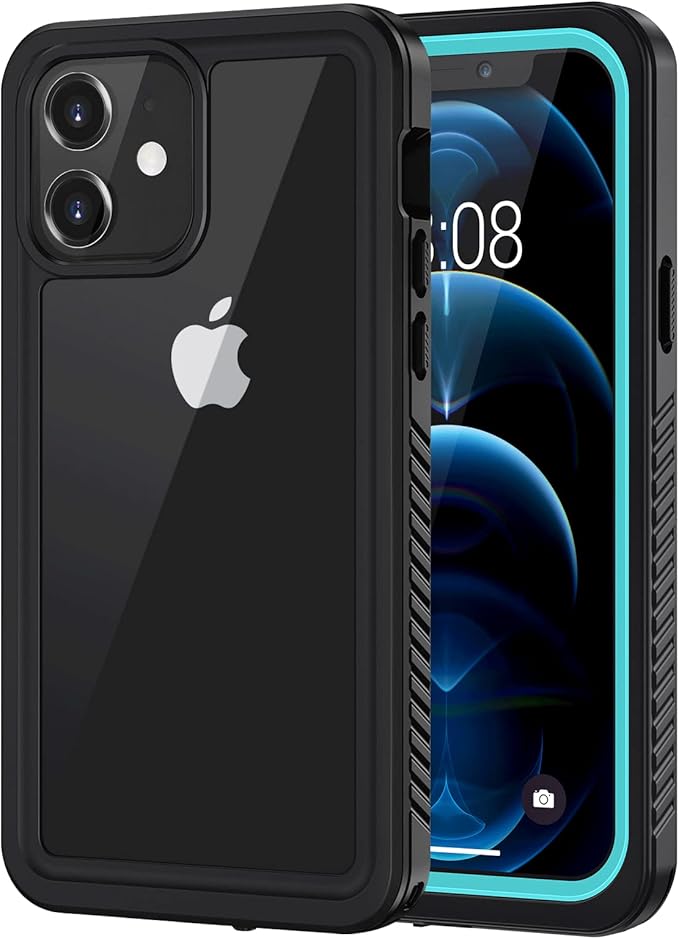 Lanhiem for iPhone 12 Case, Waterproof Dustproof Shockproof Case with Built-in Screen Protector [Not for iPhone 12 Pro], Full Body Underwater Protective Cover for iPhone 12 6.1 inch -Blue