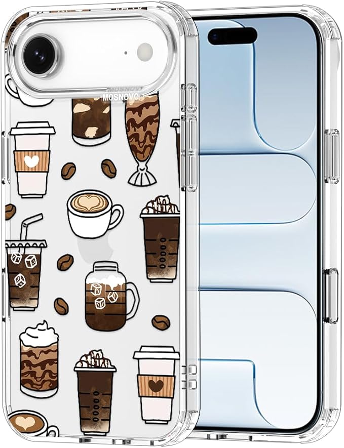 MOSNOVO for iPhone Air Case | Military Grade 6.6ft Drop Tested | Camera Control | Clear with Coffee Design