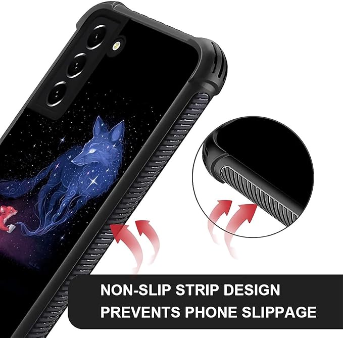 for Samsung Galaxy S21 Case, Galaxy Fox Wolf Pattern Graphic Design Girl Boy Soft Silicone Hard Acrylic Shock Protection for Samsung Galaxy S21