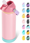 Fijinhom 18oz Insulated Stainless Steel Water Bottle, Wide Mouth Double Wall Vacuum, Silicone Straw, Sweat & Leak Proof, BPA Free Insulated Water Flask for Travel, Keep Cold 24h Hot 12h, Cherry