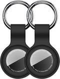 Linsaner [2 Pack] Car Key Chain Compatible with Automotive Key Fob, Anti-Lost for Air Tag Holder for Vehicle Keys, Silicone Keychains Car Accessories for Men Women, Black