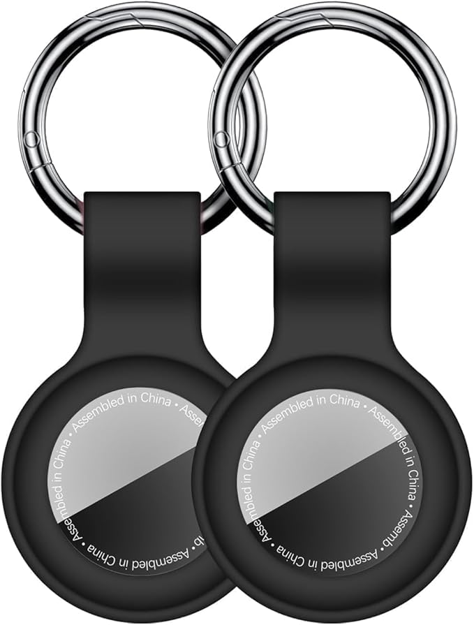 Linsaner [2 Pack] Car Key Chain Compatible with Automotive Key Fob, Anti-Lost for Air Tag Holder for Vehicle Keys, Silicone Keychains Car Accessories for Men Women, Black
