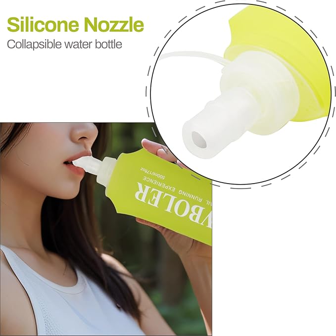 Soft Flask Running Bottles Collapsible Water Bottle Foldable for Traveling Running Vest Collapse Hydration TPU 500ml for Runner (500ml-Pack of 2)