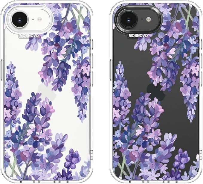 MOSNOVO for iPhone 17e Case/iPhone 16e Case, Shockproof Military-Grade Protection 6.6ft Drop Tested, Clear Phone Case for iPhone 16e / iPhone 17e, Lavender Design